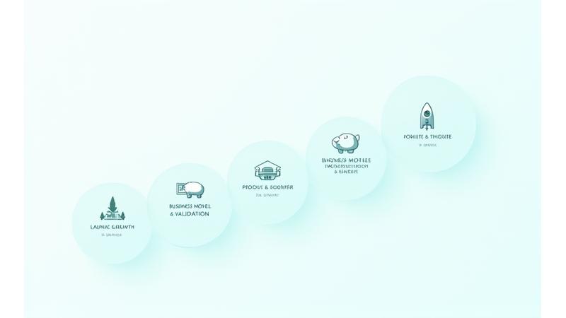 Infographic showing a 12-week startup development timeline with key phases like ideation, validation, and launch.