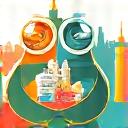 Vibrant illustration of recycled materials being transformed into new products through a circular economy process.